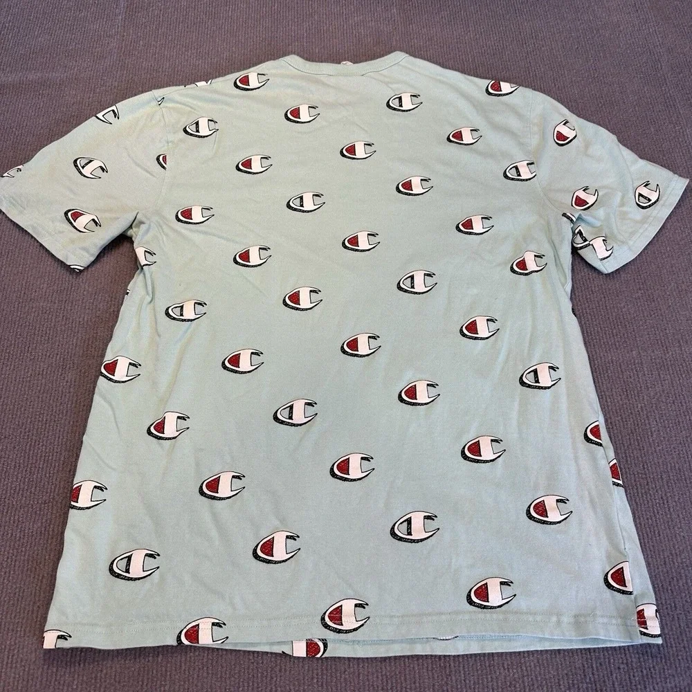 Champion Men's Short‎ Sleeve Large 100% Cotton Vintage All Over Print - Picture 4 of 6